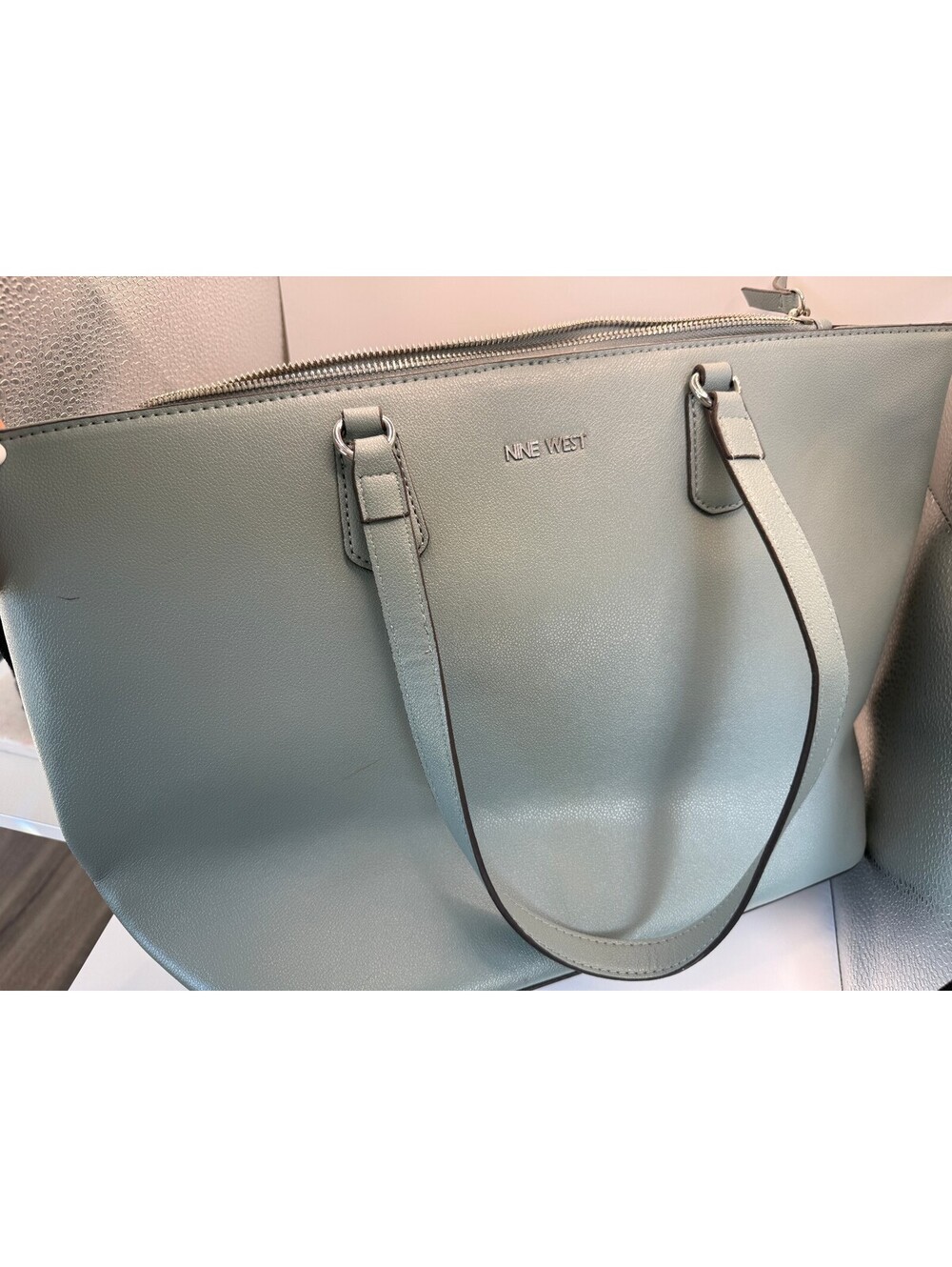 Nine West Light Blue Large Tote Bag NWOT - Picture 2 of 7